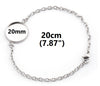 B100 - 3 pcs. 304 Stainless Steel Silver Tone Chain Bracelets - 7.87" (20cm) - 20mm Bezel - Tarnish Resistant!