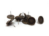 E307 - 10 pcs. Antique Bronze Earring Posts Studs Settings Bezels Cabochons Tacks- 12mm Glue Pad Setting - Includes Bronze Stoppers!