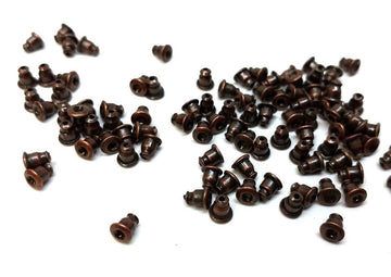 E517 - 200 pcs (100 Pairs) Antique Copper Ear Nuts - 5.5mm x 5mm - Earring Stoppers! - Bullet Design - High Quality! Hole Size: 1mm