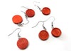 E552 - 10 pcs. 316 Stainless Steel Silver Tone Earring Dangle Hooks Settings Bezels Cabochons - 12mm Glue Pad Setting - Wood Trays - Cherry