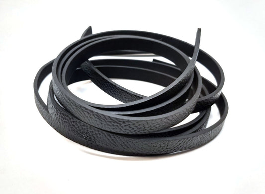 N170 - 1M (3.28 FT) - Black FLAT Faux Leather Jewelry Cord - 10mm Wide - SOLID