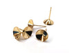 E594 - 10 pcs. (5 pairs) 304 Stainless Steel Earring Cone Posts - Golden - For 8mm Pointed Back and Rivoli Rhinestones