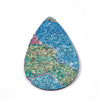 P262 - 10 pcs Purple, Green, Blue Multicolor Glitter Faux Leather Dangle Charms Pendants - Teardrop - 55mm (2.2") -Great for Earrings! Double Sided
