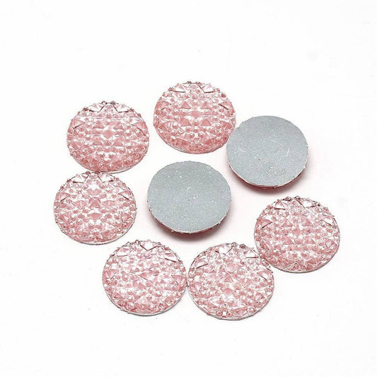 CA709 - 10 pcs Druzy Resin Embellishment Cabochons Light Pink Clear - 12mm (1/2 in) - Shimmer Style