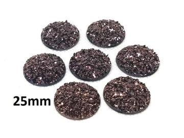 CA631 - 10 pcs Druzy Resin Embellishment Cabochons Champagne Rose Gold - 25mm (1 inch) - Dome Style