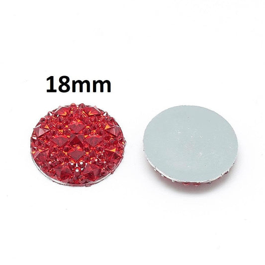 CA858 - 10 pcs Druzy Resin Embellishment Cabochons Red - 18mm - Shimmer Style