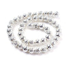 BD485 - 8mm Electroplated Natural Stone Lava Round Beads - Silver Plated - 15.35" strand - Hole Size: 1mm - Approx. 46 pieces per strand