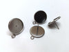 E328 - 10 pcs. 304 Stainless Steel Silver Earring Posts Studs Settings Bezels Cabochons Tacks with Parallel Loop - 16mm Glue Pad Setting