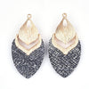 MP0002 - 10 pcs. Metal and Faux Leather Dangle Charms Pendants - Gunmetal - Gold Hardware - 61mm (2.4")