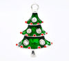 P1002 - 10 pcs. Silver Plated Christmas Trees Tree Light Lights Charms Pendants - 26mm x 17mm - with Rhinestones