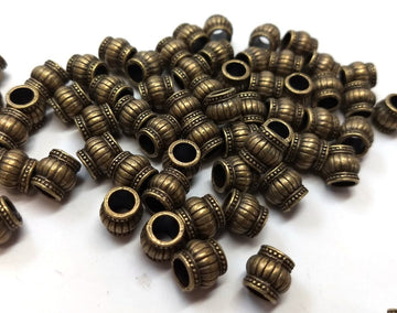 BD785B - 300 pcs Antique Bronze Lantern METAL Round Spacer Beads - 9mm - Large Hole: 6mm - Fits European Cords and Paracord!
