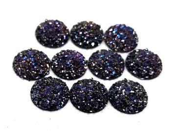 CA809 - 10 pcs Druzy Resin Embellishment Cabochons Magenta Purple - 12mm - Dome Circle