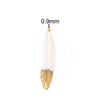P938 - 10 pcs White and Gold Dangle Charms Pendants - Feather - Gold Plated Crimps - 80mm (3.15") - Great for Light Earrings, Necklaces or Dangles