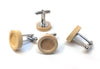 CU039 - Lot of 10 Silver Tone Cuff Links (5 pairs) - 12mm Glue Pad Setting - Wood Bezel Tray