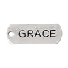 P330 - 10pcs. Antique Silver "Grace" Rectangle Charms Pendants - 21mm X 8mm