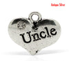 P045 - 4 pcs. Antique Silver "Uncle" charm with rhinestone- 16mm X 14mm