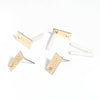 E723 - 10 pcs. (5 pairs) Gold Plated Earring Posts/Bases/Studs/Settings - Hammered Style - Rectangle - 12mm x 6mm - Hole Size: 1.7mm