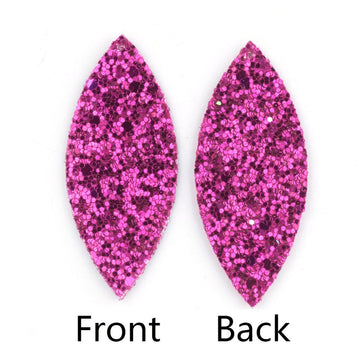P1199 - 10 pcs. Pink fuchsia Faux Leather Dangle Charms Pendants - Marquise - 59mm (2.33") - Great for Light Earrings or Dangles! Double Sided