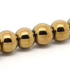 BD342 - 52 pcs. - 8mm Gold Plated Hematite Round Beads - 15 inch strand - Hole Size: 1.6mm