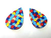 P2091 - 10 pcs. Autism Faux Leather Dangle Charms Pendants - Teardrop - Puzzle - 56mm (2.2") - Great for Light Earrings or Dangles! Double-Sided