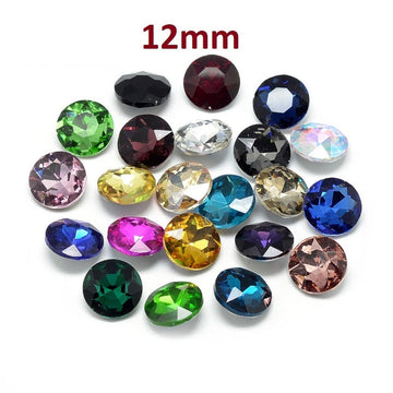 CA933 - 10 pcs. Glass Rhinestone Assortment Faceted Rhinestone Cabochons - Glass Pointed Back - 12mm