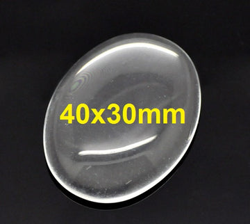 CA438 - 5 pcs. Oval Clear Glass Dome Seals Tiles - 40x30mm (1.57 x 1.18 in) - 30x40mm - 40mm x 30mm