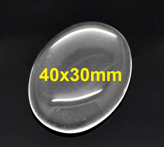 CA438 - 5 pcs. Oval Clear Glass Dome Seals Tiles - 40x30mm (1.57 x 1.18 in) - 30x40mm - 40mm x 30mm
