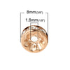 BD393 - 50 pcs Rose Gold Plated Copper Clear Rhinestone Rondelle Spacer Beads - 8mm x 3.4mm - Hole Size: 1.8mm