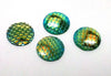 CA459 - 5 pcs Mermaid Fish Scales Resin Carved Embellishment Cabochons Yellow Green - 25mm (1 in)