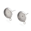 E591 - 10 pcs 304 Stainless Steel Earring Posts Studs Settings Bezels Cabochons Tacks with Loop - 10mm Glue Pad Setting - Perpendicular Loop