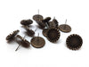 E307 - 10 pcs. Antique Bronze Earring Posts Studs Settings Bezels Cabochons Tacks- 12mm Glue Pad Setting - Includes Bronze Stoppers!