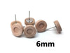 E758 - 10 pcs. Stainless Steel Earring Posts Studs Settings Bezels Cabochons Tacks - 6mm Glue Pad Setting - Silver Tone - Wood Bezel