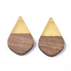 P1026 - 4 pcs. Yellow Resin and Wood Teardrop Flat Pendant - 28mm x 18mm - (1.1" x 0.71") - SMALL - Great for Earrings and Necklaces!