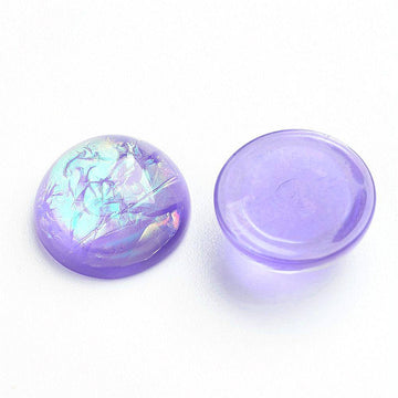 10 pcs Resin Embellishment Cabochons Mosaic Metal Foil Purple - 12mm (1/2 in) - Imitation Opal