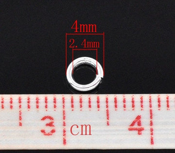 J051 - 100 pcs Silver Plated Open Jump Rings - 4mm - 20 Gauge (0.8mm Thick)