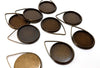 P773 - 10 pcs. Antique Bronze Pendant Circle Posts Settings Bezels Tray Cabochons - 20mm Glue Pad Setting (Cameo Setting Diameter) - Teardrop