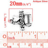 P2055 - 50 pcs. Antique Silver Tone "I love (heart) Football" Sports Charms Pendants - 20mm x 18mm