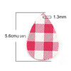 P1037 - 10 pcs Pink and White Faux Leather Dangle Pendants - Teardrop - Gingham Pattern - 56mm (2.2") - Great for Earrings or Dangles! Double-Sided