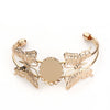 B090 - 1 pc. Gold Plated Open Cuff Bangle Bezel Cabochon Bracelets - 25mm x 18mm Glue Pad - 16.5cm (6.5") - Oval - 25x18mm - 18x25mm
