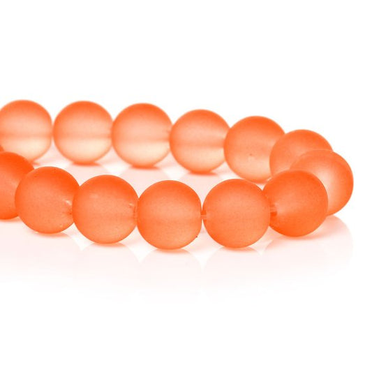BD032 - 10mm Light Orange Frosted Glass Round Beads - 16" strand (41cm) - Approx 41-43 beads per strand - Hole Size: 1.2mm
