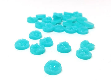 CA124 - 10 pcs Druzy Resin Embellishment Cabochons Blue Aqua - 12mm Diameter - Circle - 5mm Thick
