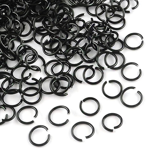 J147 - 100 pcs Black Aluminum Open Jump Rings - 10mm - 18 Gauge (1mm Thick)
