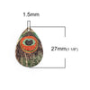 P846 - 10 pcs Gold Plated Multicolor Teardrop Metal Enamel Dangle Charms Pendants - 28mm x 18mm - 1.1" - Peacock - Great for Earrings, Dangles