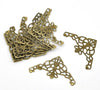 P442 - 50 pcs. Bronze Tone Flat Triangle Metal Wraps Connector Filigree Embellishment Findings Charms Pendants - 48mm X 26mm (1.89 inch)