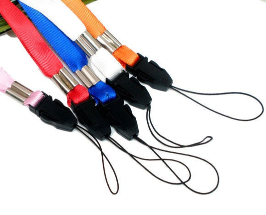 U004 - 50 pcs. Assortment of ID Badge Holder Cell Phone Camera Mp3 Polyester Lanyards - 5 Colors - 1mm Thick - 48cm long (18 7/8 inches)