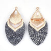 MP0002 - 10 pcs. Metal and Faux Leather Dangle Charms Pendants - Gunmetal - Gold Hardware - 61mm (2.4")