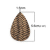 P1070 - 10 pcs Bronze Faux Leather Dangle Charms Pendants - Teardrop Braided Weave - 56mm (2.2") - Great for Light Earrings or Dangles! Double-Sided