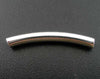 BD486 - 200 pcs. Silver Plated Noodle Tube Long Thin Smooth Curved Beads - 24mm x 3mm (1") - Made of Copper! High Quality! Hole Size: 2.8mm