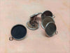 E328 - 10 pcs. 304 Stainless Steel Silver Earring Posts Studs Settings Bezels Cabochons Tacks with Parallel Loop - 16mm Glue Pad Setting
