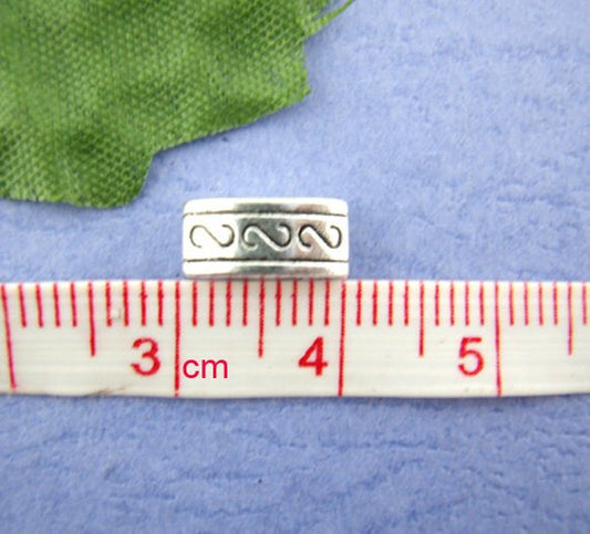 BD495 - 50 pcs. Antique Silver Two Hole 2 Holes Filigree Spacer Beads - 10mm X 5mm X 4mm